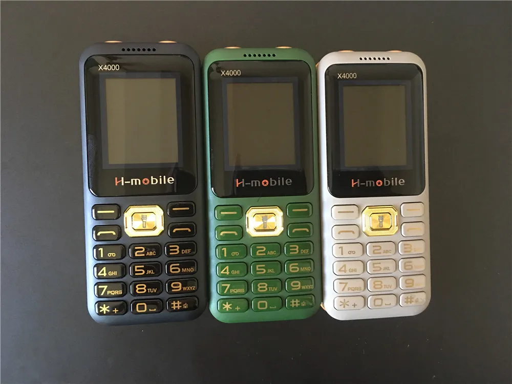 H Mobile X4000 телефон две sim карты Bluetooth фонарик MP3 MP4 FM камера большой рог 1 8 дюймов