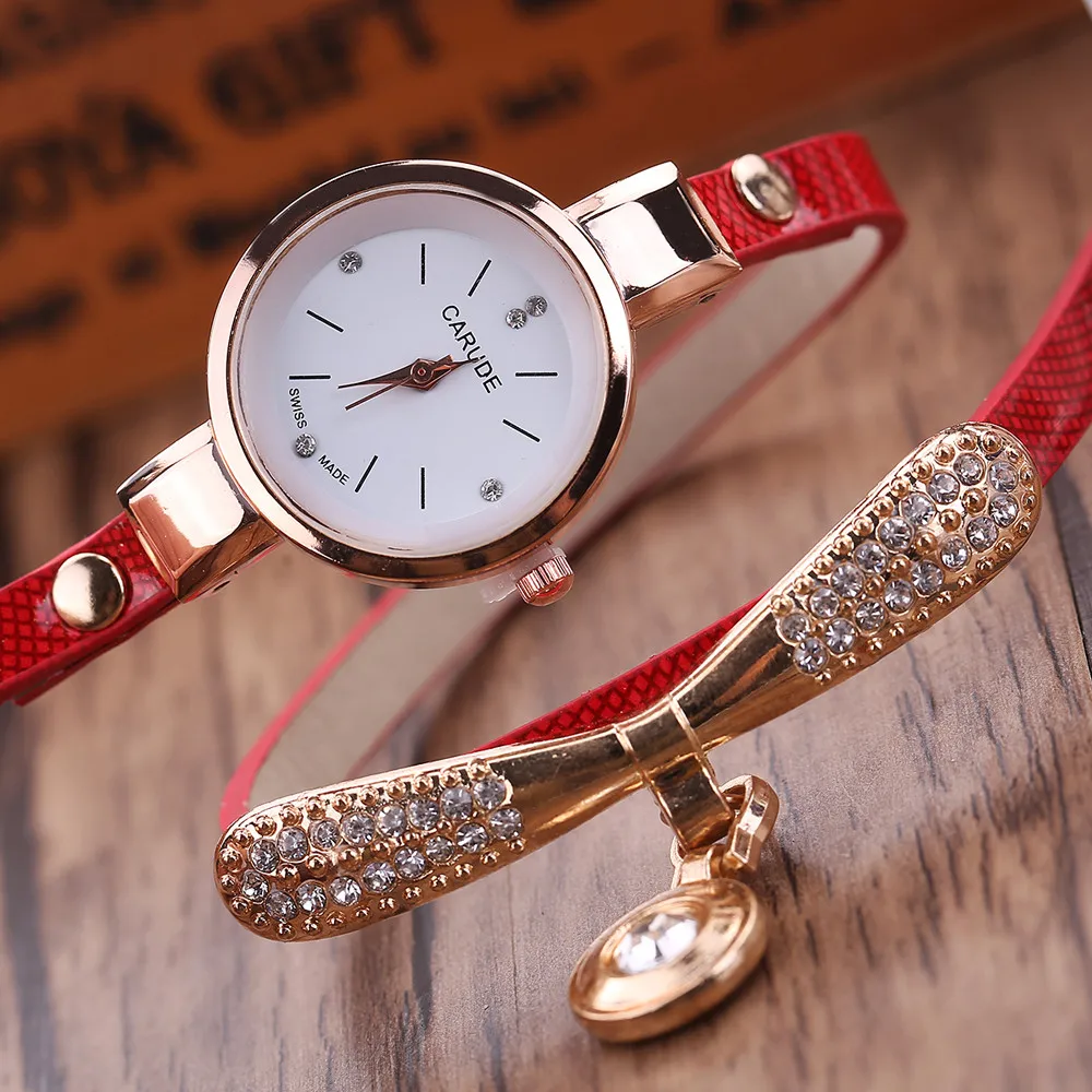 Браслеты женские роскошные стразы многослойные кожаные часы Аналоговые кварцевые наручные часы для женщин браслет ювелирные изделия Прямая поставка