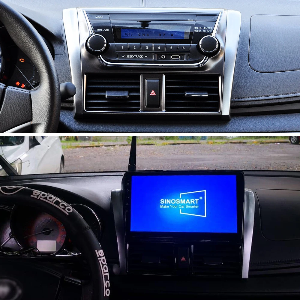 Best Sinosmart  Android 8.1 2Din IPS/QLED 2.5D screen car gps radio navigation player for Toyota Old Yaris/Vios 2013-2015 2