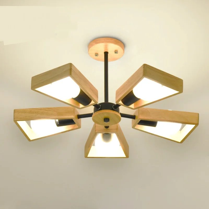Solid Wood Chandelier Restaurant Japan Minimalist Modern Study Bedroom Log Ceiling Lamp Creative Light Mz144 In Pendant Lights From Lights