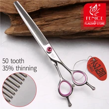 Tesoura de desbaste fenice japonesa 440c, aço inoxidável, 6.5 polegadas, 6.75 polegadas, para animais de estimação, rosa, tesoura de desbaste, taxa de 35%