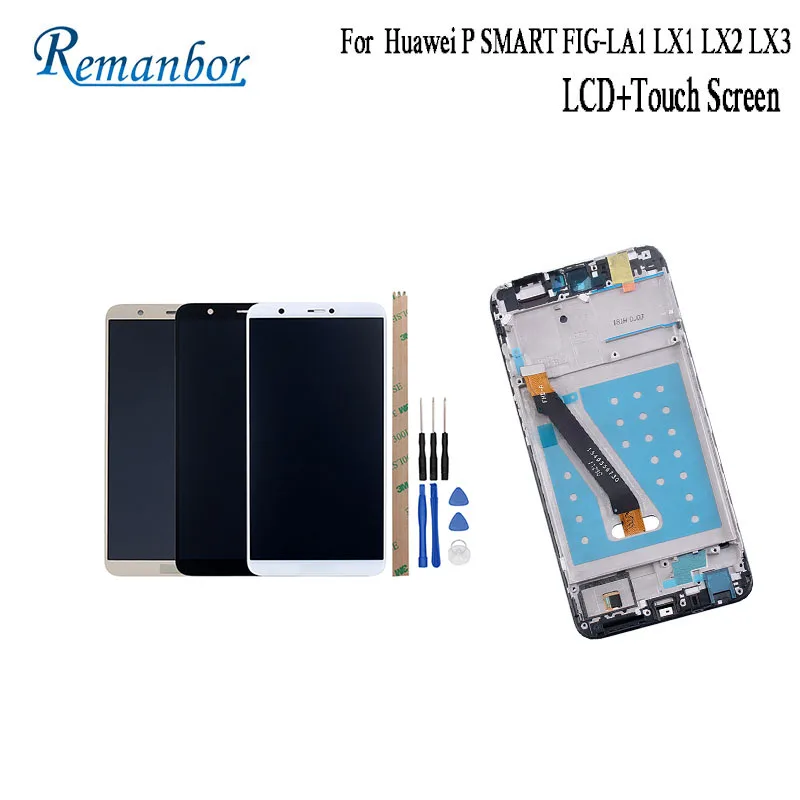 

Remanbor For Huawei P SMART FIG-LA1 LX1 LX2 LX3 LCD Display and Touch Screen +Frame Assembly Repair Parts For Huawei Enjoy 7S