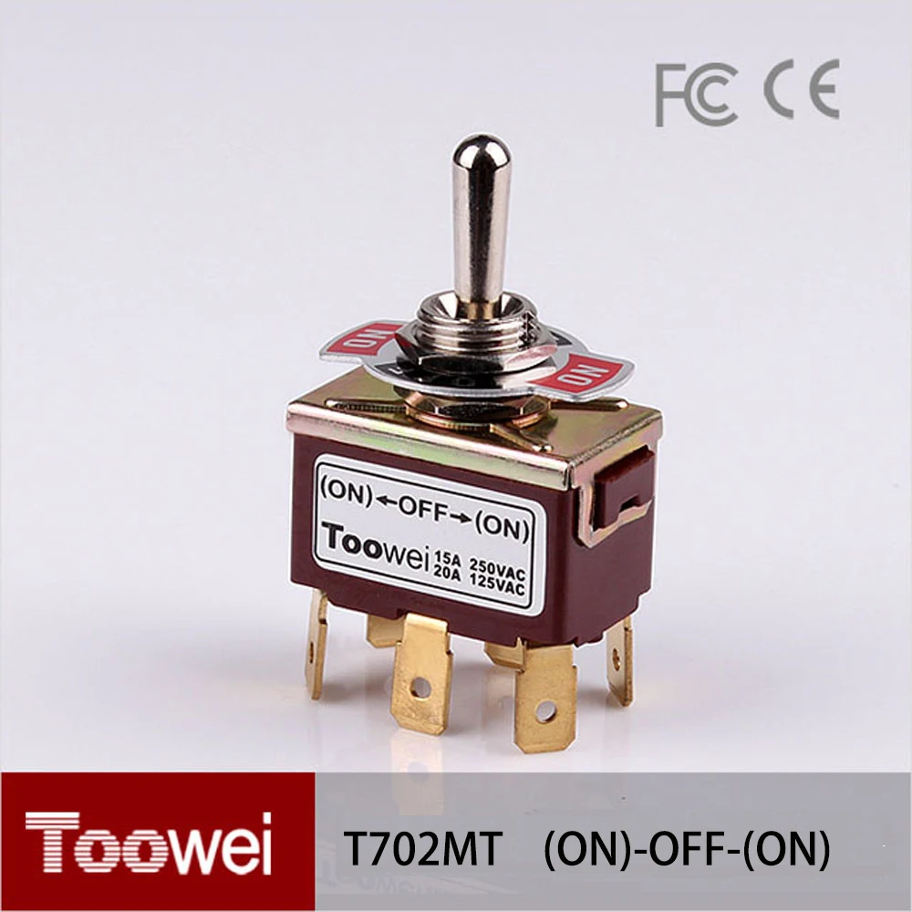 Toowei 6P (ON) OFF (ON) double reset toggle switch with quick connect