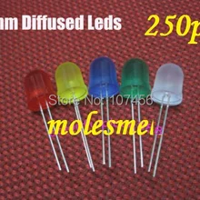 250 шт 5 значение 10 мм рассеянный красный, желтый, синий, зеленый, белый, белый красные/зеленые/голубые/желтые/белые Светоотражающие лампы и y-образными лямками, светодиодный смешанные цвета светодиодный 50 шт каждого цвета