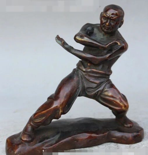 

bir 005214 6" Chinese Bronze Shaolin Temple WuShu Disciples Rohan Lohan monk buddha Statue