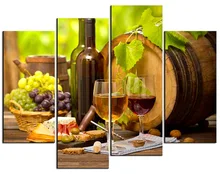4 panel Modern Vins Canvas Paintings Red Wine Cup Bottle Wall Art Painting Set Bar Dinning