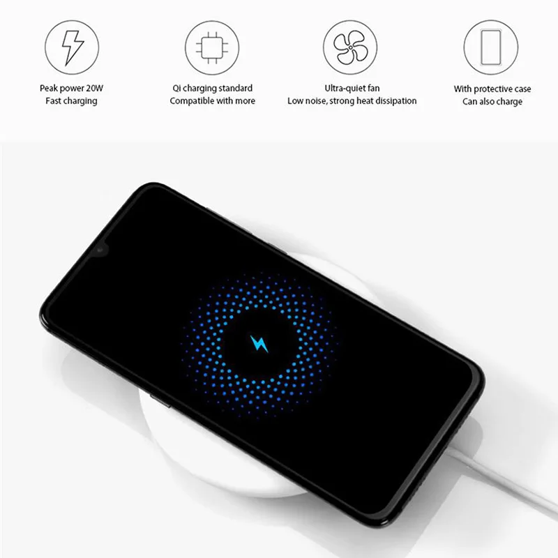 Новое поступление Xiao mi Беспроводное зарядное устройство Qi умная Быстрая зарядка