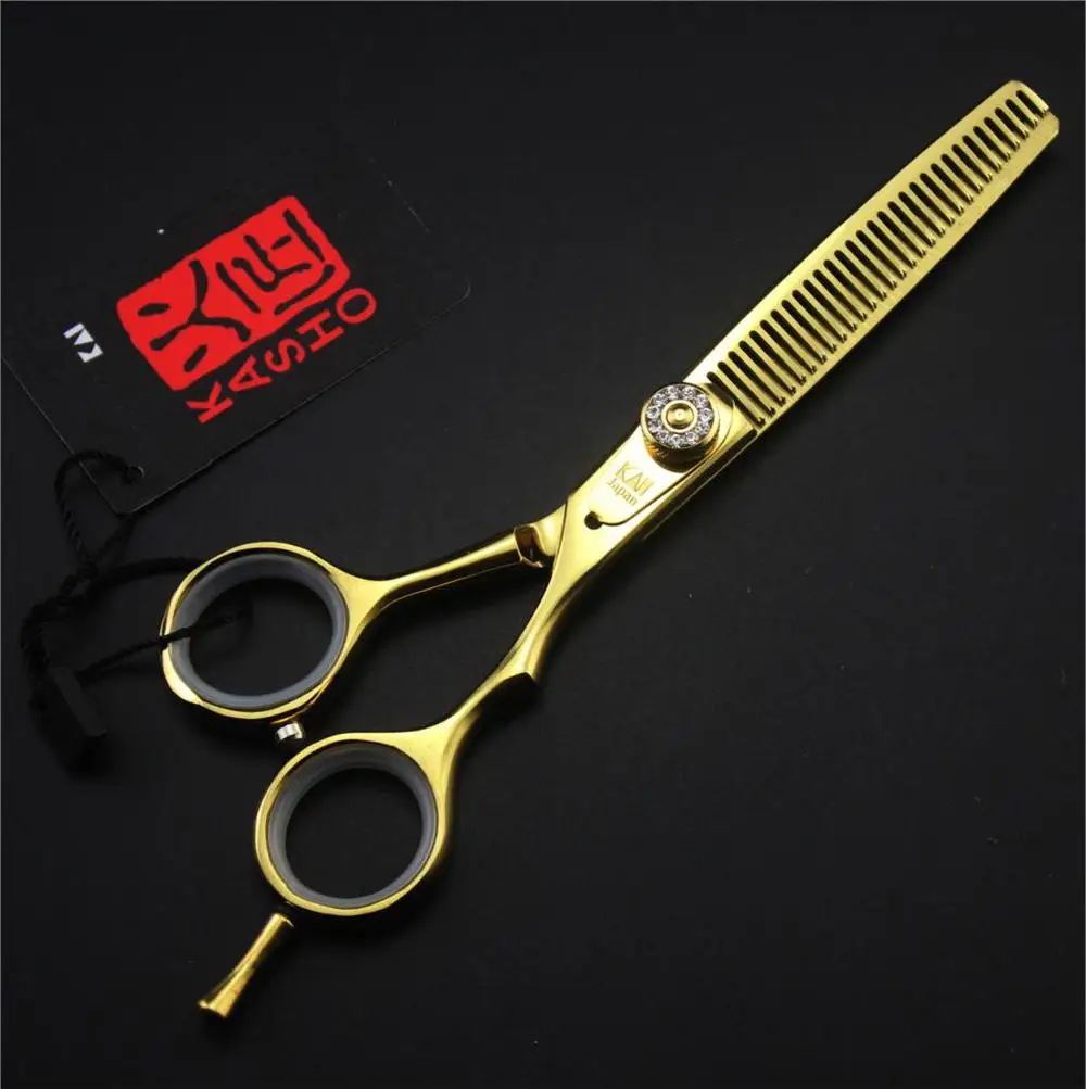 KASHO golden 5.5 inch professional hair thinning scissors high quality