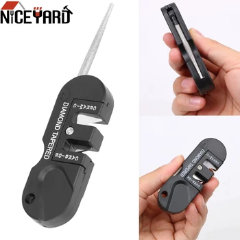 

NICEYARD Portable Foldable Outdoor Survival Hunting Multifunction Two Stages Sharpener Pocket Keychain Knife Sharpening Tool