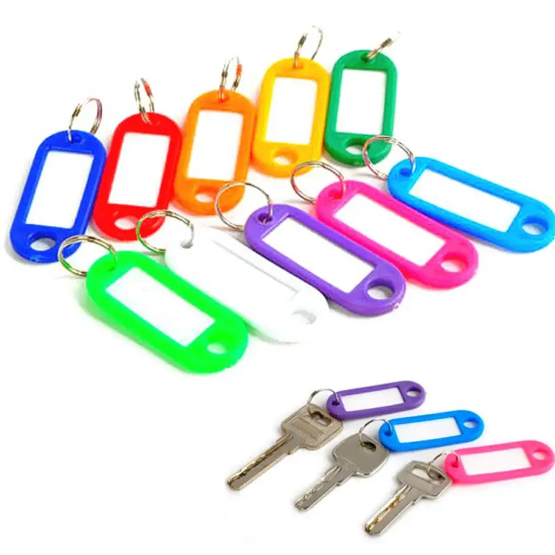 2Pcs/set Plastic Key Tags Assorted Key Fobs Rings ID Tags Name Card
