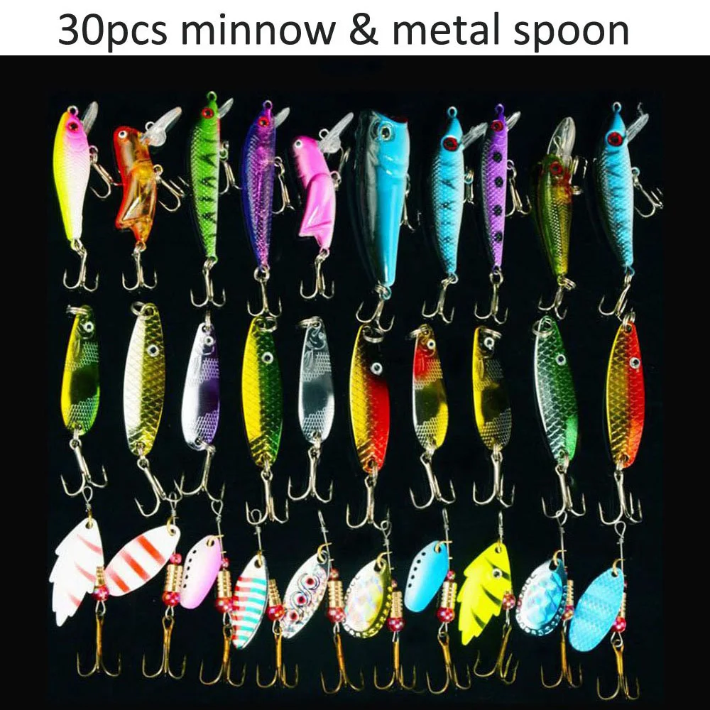 66 шт./компл. рыболовные приманки набор ложка Spinnerbaits Swimbait воблеры приманки Minnow Ассорти металлической жесткие приманки блесны приманки