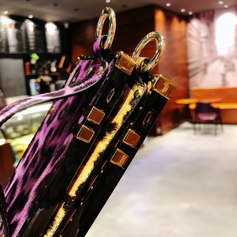 Для iPhone XS Max XR чехол леопардовая серия металлическая сторона решетки узорная квадратная искусственная кожа задняя крышка для iPhone XS X 8 7 6 S Plus