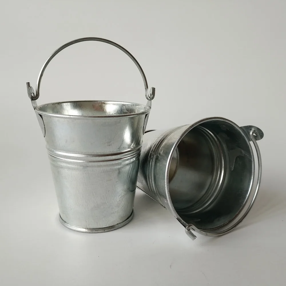 100Pcs/lot D7*H7CM Silvery Color Mini Buckets tin pots Small Pails