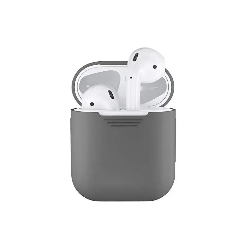 Защитный силиконовый чехол для AirPods, совместимый с Apple Airpods 1 и AirPods 2 [передний светодиодный экран не виден] - Color: Gray