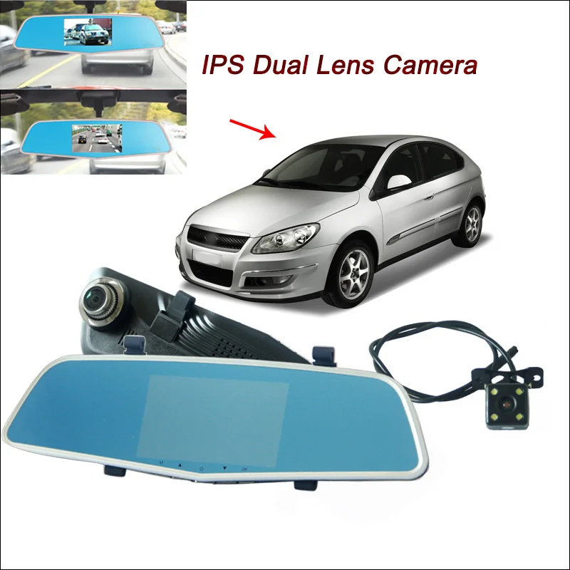 

BigBigRoad For chery A3 A5 tiggo 5 fulwin QQ Car Rearview Mirror Video Recorder Dual Camera 5 inch IPS Screen dashcam