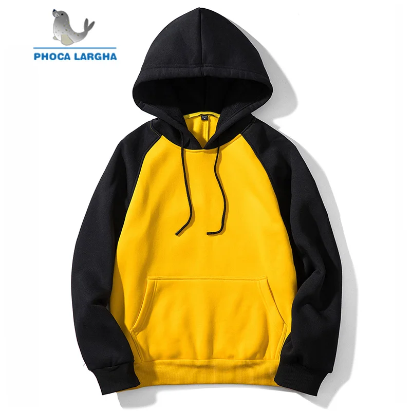 Men's Hoodies 2019 Spring Thick Fleece Hoody Sweatshirts  For Man Casual Long-Sleeve Patchwork Pullover Hooded  Tracksuit Male 