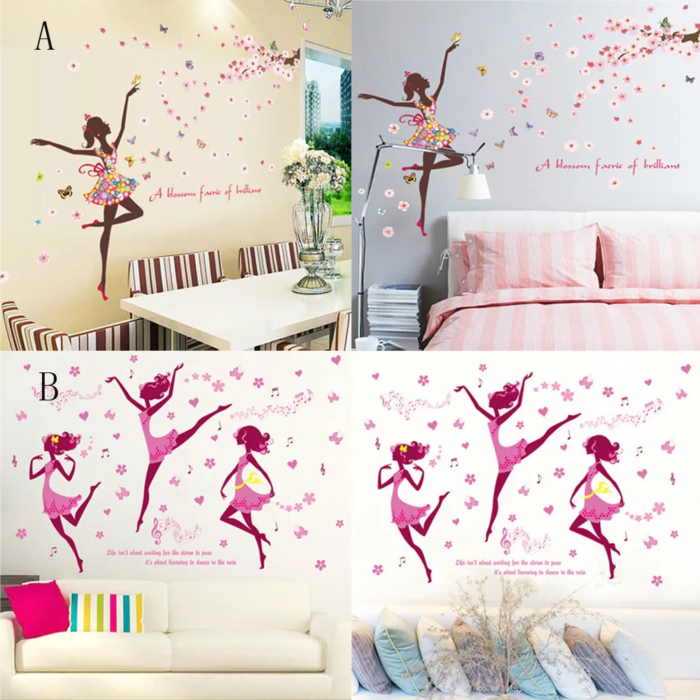 Nueva flor de hadas DIY poco Ángel Hada pegatinas dormitorio Sala decoración cuadros pegatinas paredes decoracion A70