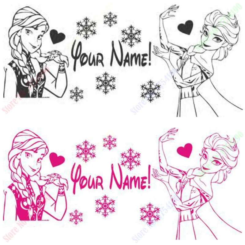 Free Shipping Vinyl Stickers Decals ANNA & ELSA & PERSONALISED