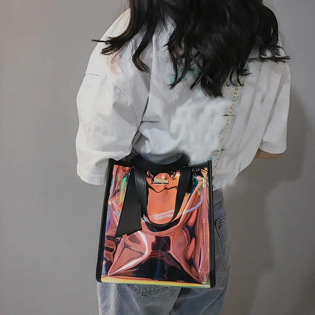 Женская сумка на плечо сумки из лазерной кожи Totes Новая 2 шт. многоцветная сумка женская сумка через плечо