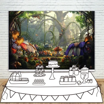 

Wonderland Photo Background Fairytale Forest Roller Coaster Backdrop Customized Photographic Backdrops For Birthday Party Banner