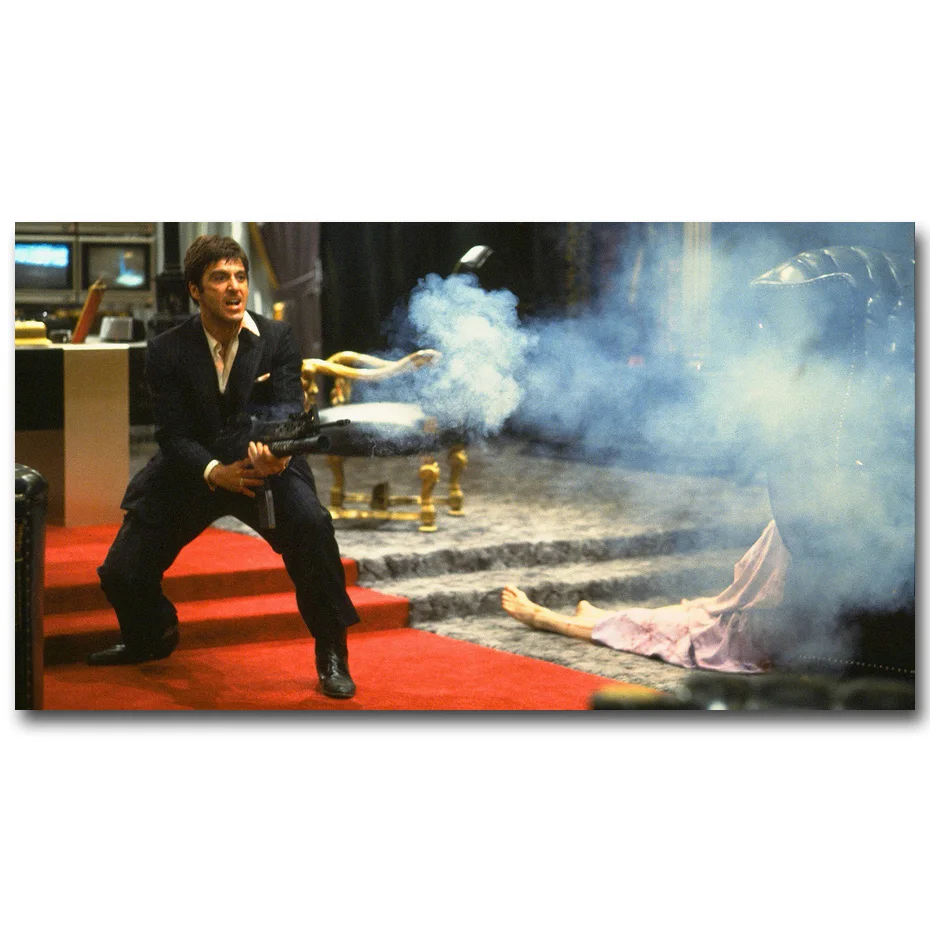 

NICOLESHENTING Scarface Classic Movie Art Silk Fabric Poster Print 13x24 inch Al Pacino Pictures Living Room Wall Decor