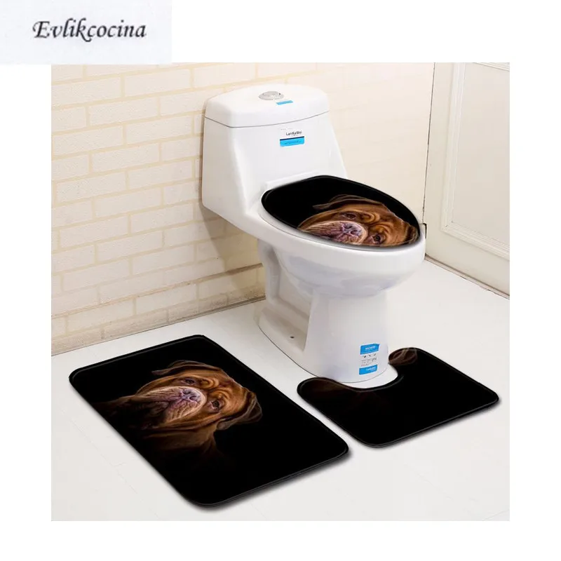 Бесплатная доставка 3 шт. Sad Puppy Banyo Paspas коврик для ванной комнаты u-образный набор