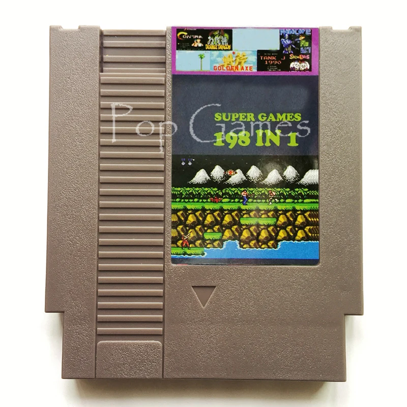 

198 In 1 72 pins 8 bit Game card with Double Dragon Turtles Chip & Dale Golden Axe Contra Aladdin 3 Snow Bros Bubble Bobble 2