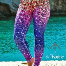 Женские маленькие чешуя Русалки с принтом Леггинсы для фитнеса быстросохнущие брюки с высокой талией длиной до щиколотки брюки ropa mujer