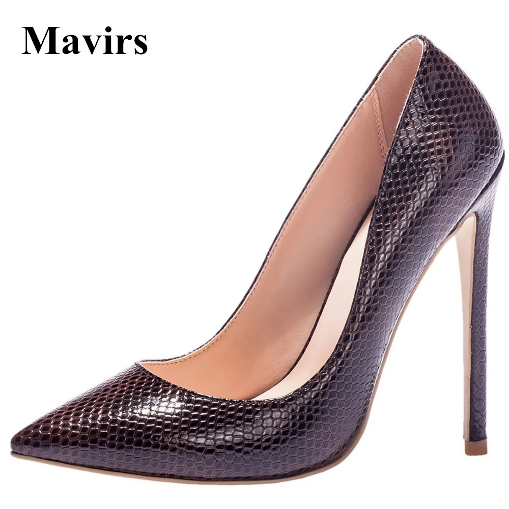 MAVIRS Brown Serpentine Women Wedding Party Shoes 12 CM MAVIRS Brown Serpentine Women Wedding Party Shoes 12 CM