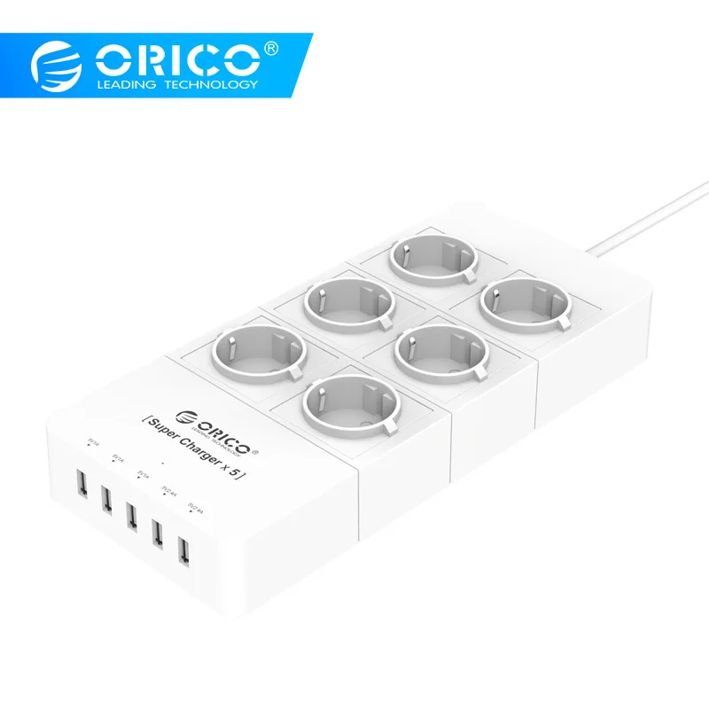 ORICO HPC-6A5U ЕС Plug 6 Защита от перенапряжения мощность Stirp с 5x5V2. 4A USB зарядное