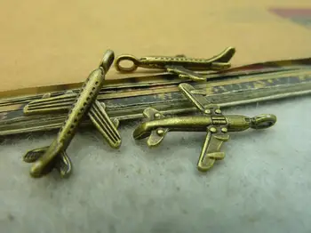 

20pcs 5x15x22mm Antique Bronze Lovely Mini Aircraft Plane Charms Pendant c3523