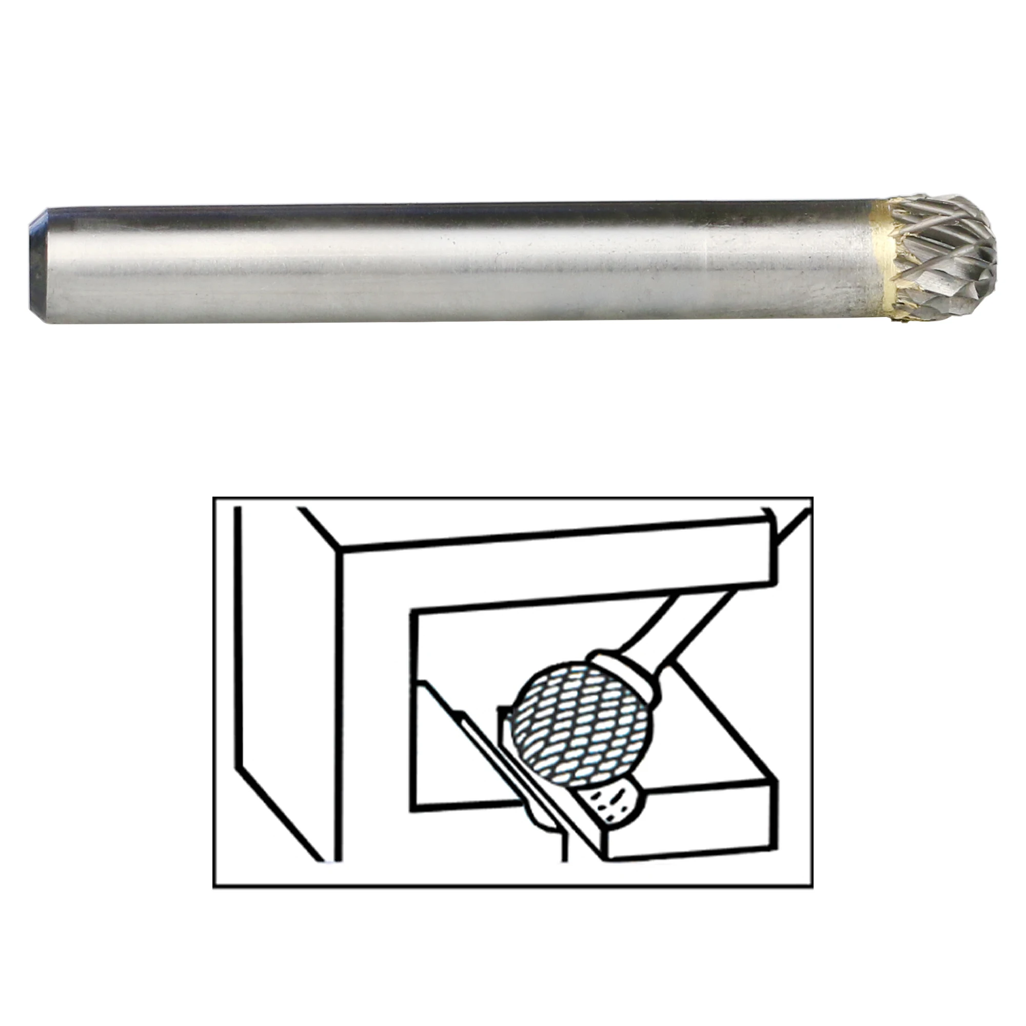 SD-5 Tungsten Carbide Burr Rotary File Ball Shape Double Cut with 1//4Shank for Die Grinder Drill Bit