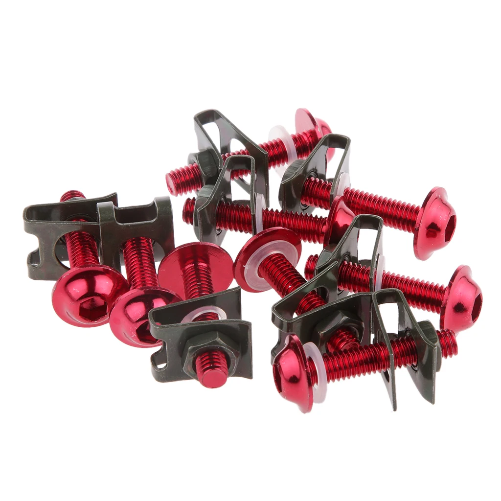 10X M6 Universal Motorcycle CNC Sportbike Fairing Spring Body Bolt Scooter Nuts Bolts Kit Screw Spire Speed Fastener Clip 