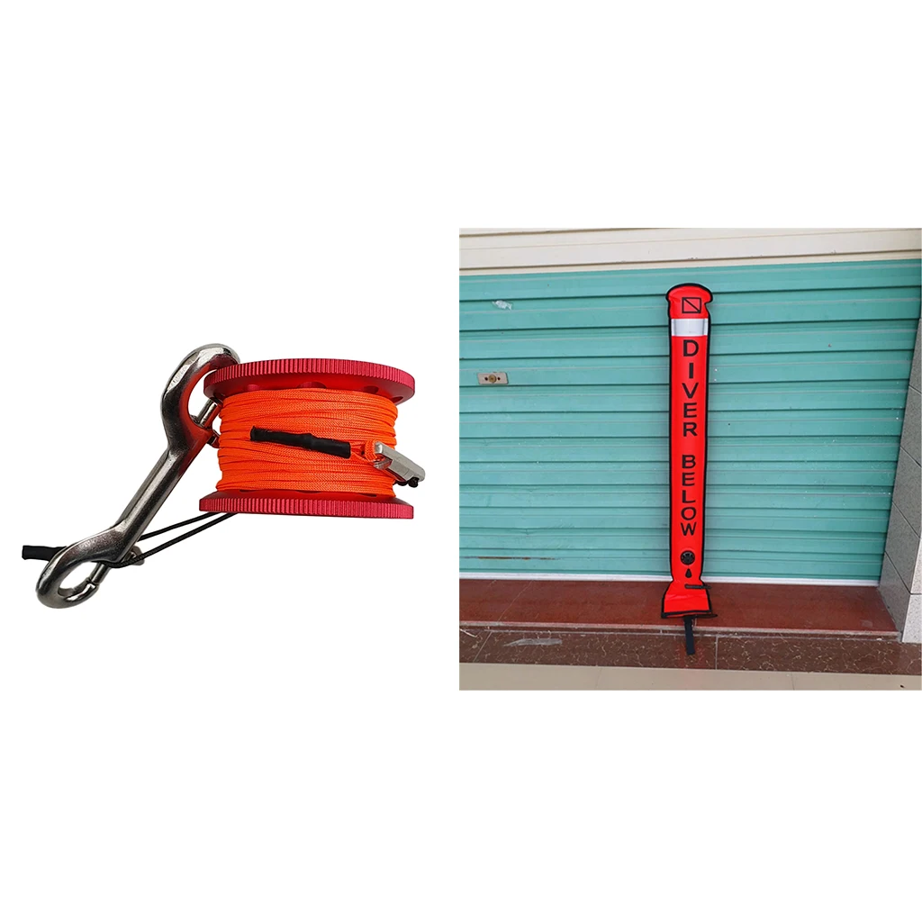 Scuba Diving SMB Surface Marker Buoy Signal Tube With Dive Reel Spool Dive Buoy Underwater Dive Gear Equipment Snorkeling Diver