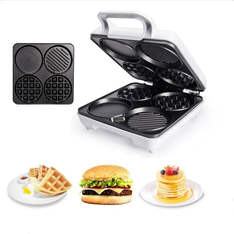 

220V 1000W Multifunctional Electric Waffle Maker Frying Pan Breakfast Bread Making Machine 4 In 1 Waffle Machine