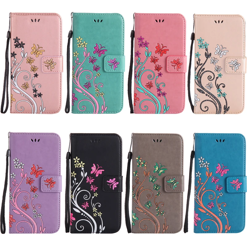 

Luxury Phone Embossed Butterfly Vine Leather Flip Wallet Soft Silicone Cases Cover Shell Coque Fundas Hull for Nokia N640 N650