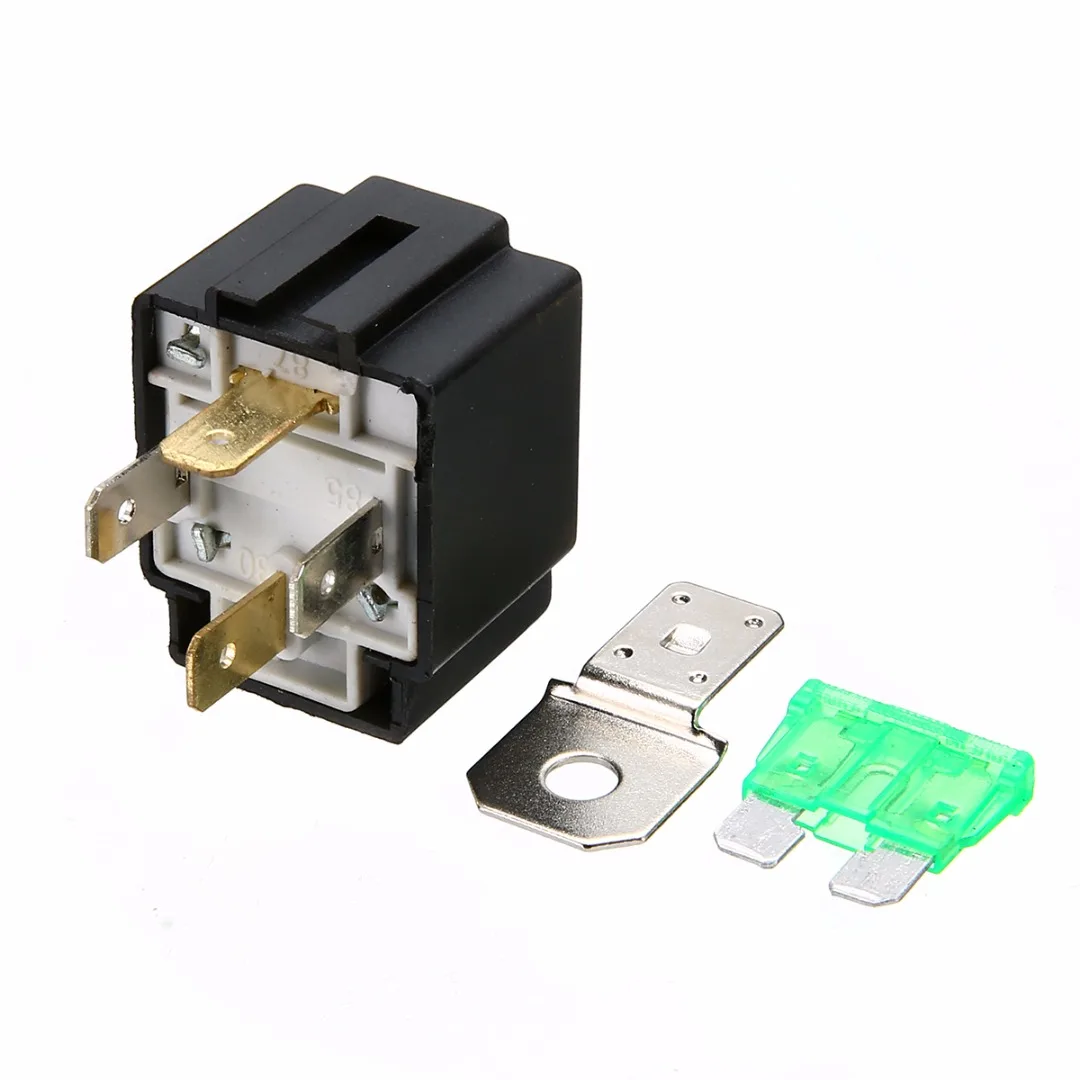

1X Automotive Fused Relay On/Off DC 12V 30A Car Auto 4 Pins Normally Open Contacts Fuse Relay With Bracket