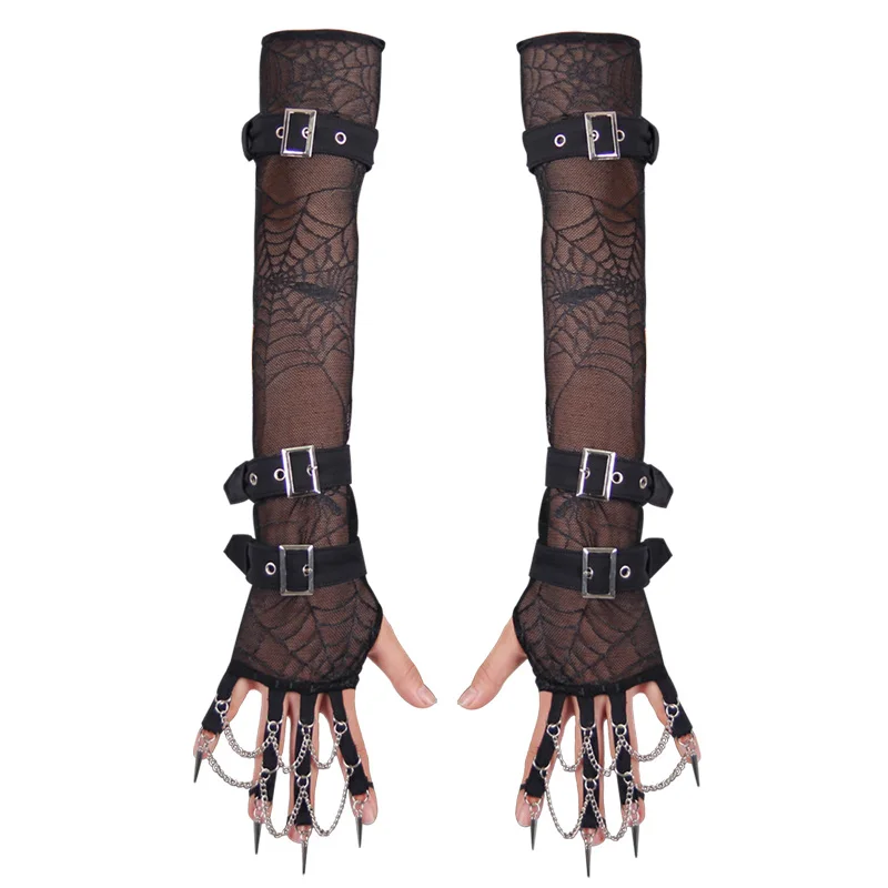 

Devil Fashion Gothic Black Elastic Spider Mesh Arm Sleeves Gloves Punk Winter Sexy Warm Women Arm Gloves