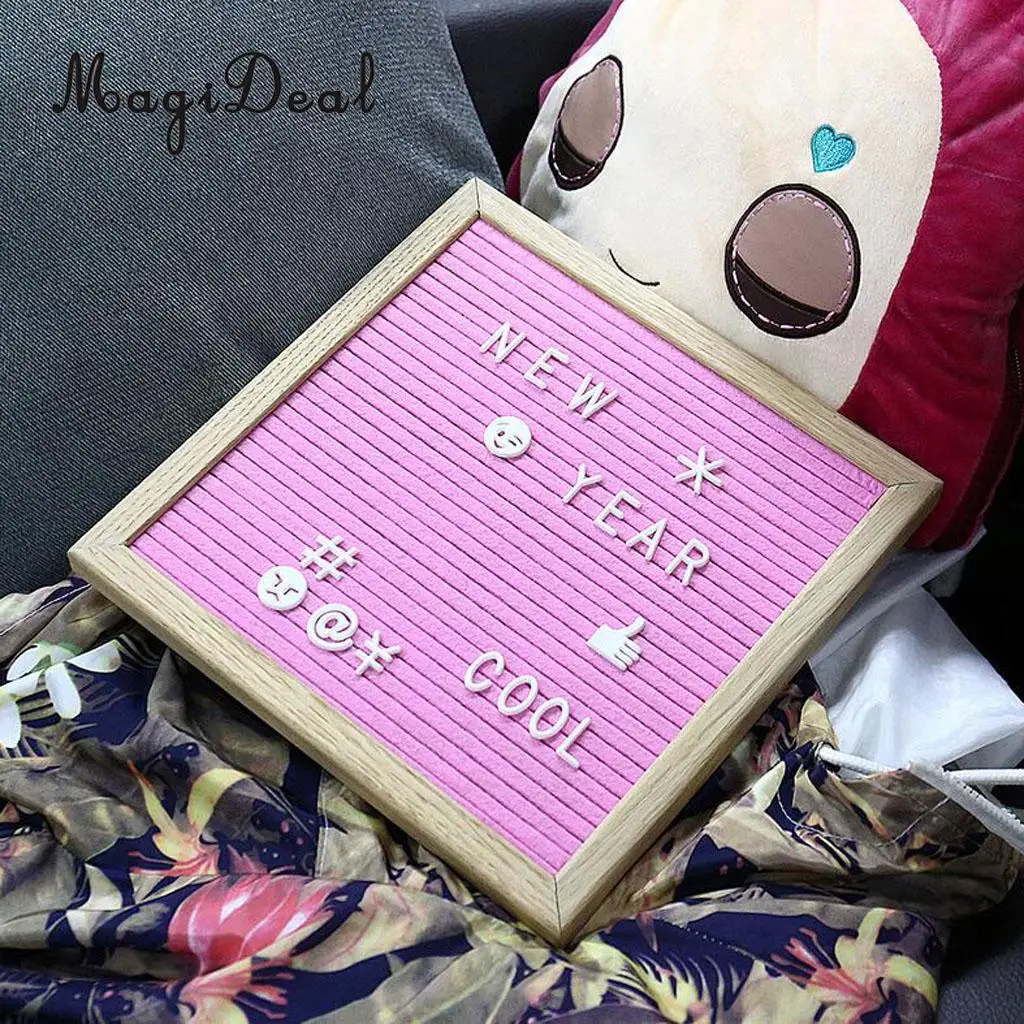 Felt Letter Board 10x10inches Changeable Letter Boards With 340 White Plastic Letters & Wood Frame Wall Mount, Free Canvas Bag