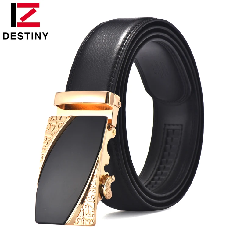 

DESTINY newest genuine leather belt men automatic buckle strap male fashion wedding jeans luxury designer famous brand brown red