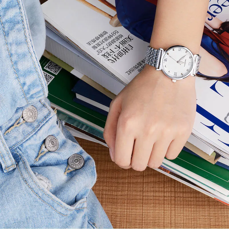 Фирменная Новинка Relogio Feminino Дата День Часы женские Нержавеющая сталь часы