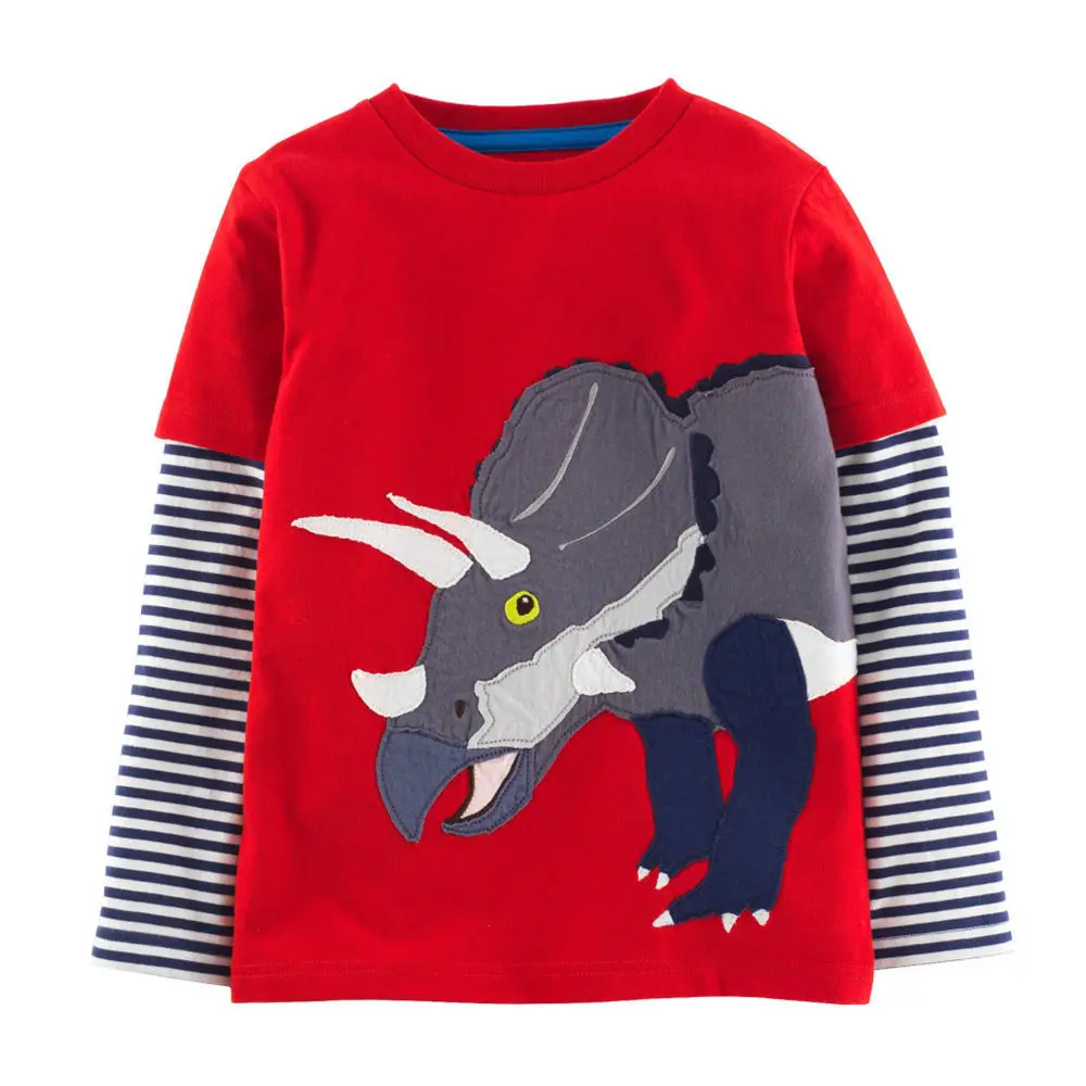 

Littlemandy Red Triceratops Boys Long Sleeve Tee Clothes 2018 Brand Kids T-shirts For Baby Sweat Clothing Children Shirts Autumn
