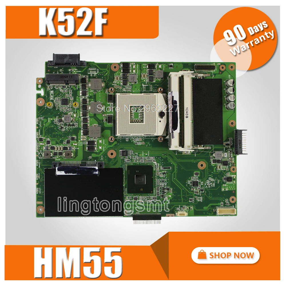 Дешево K52F материнская плата HM55 REV2.2 для ASUS K52F A52F x52f ноутбук материнская плата K52F материнская плата K52F Материнская плата Тест 100% ОК