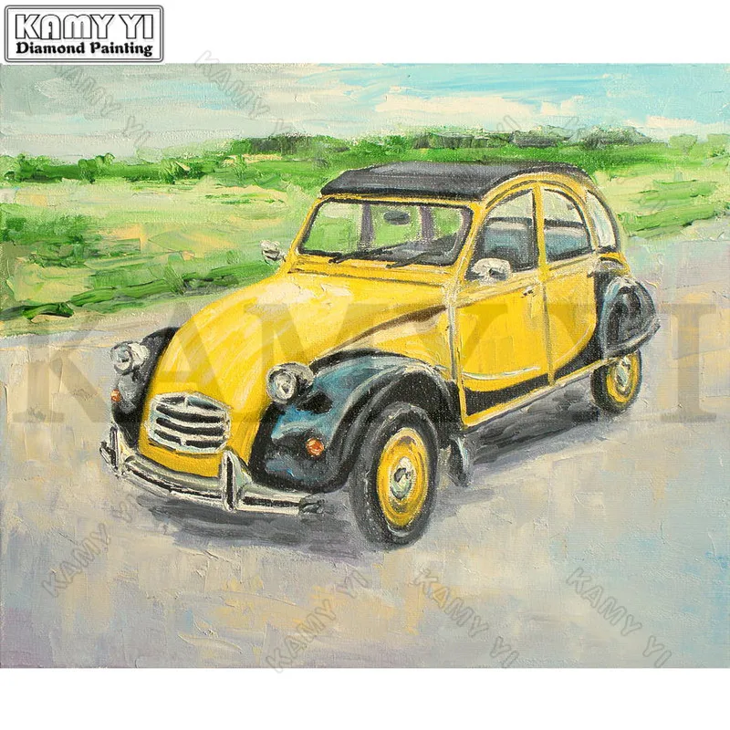 

Full Square/Round 100% 5D/3D Diamond Painting Yellow Car Needlework Crafts DIY Diamond Mosaic Embroidery Diamant Home Decoration