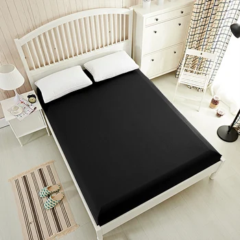 

Customized Solid color bed Sheet fitted sheet King sheets bedsheet bedding,bed linen,bed mattress cover Black20