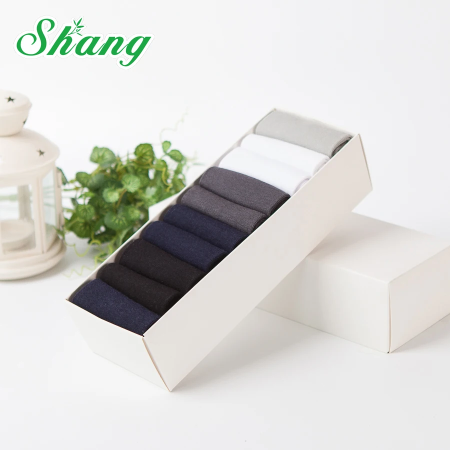 

BAMBOO WATER SHANG 10paires/Gift box packaging men Bamboo fiber socks men's elite casual business pure color socks LQ-33