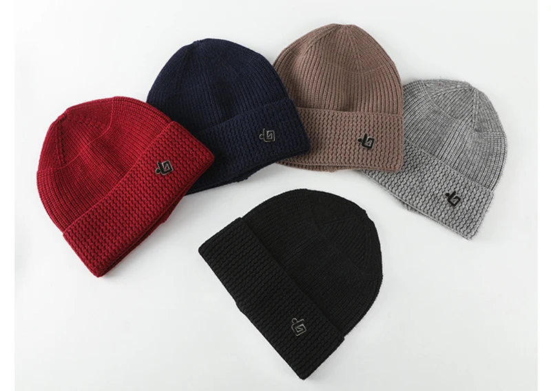 Men Beanie Angora Winter Knit Hat Warm Autumn Casual Outdoor Ski Accessory Wool Soft Solid Color (3)