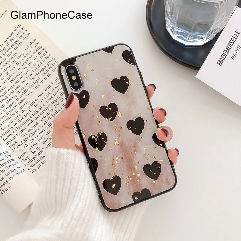 Чехол для телефона GlamPhoneCase с милым сердечком и золотой фольгой iPhone XS Max XR X 8 8plus 7 7plus