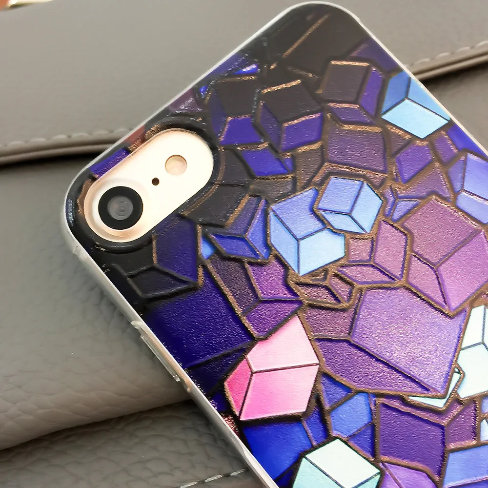 Силиконовый чехол для Iphone 5 6S 7 7Plus 6 6Plus рельефный цветной защитный с рисунком|case for