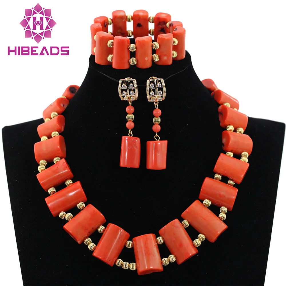 Trendy Coral Latest Coral Necklace Set For Women Jewelry Set Nigerian